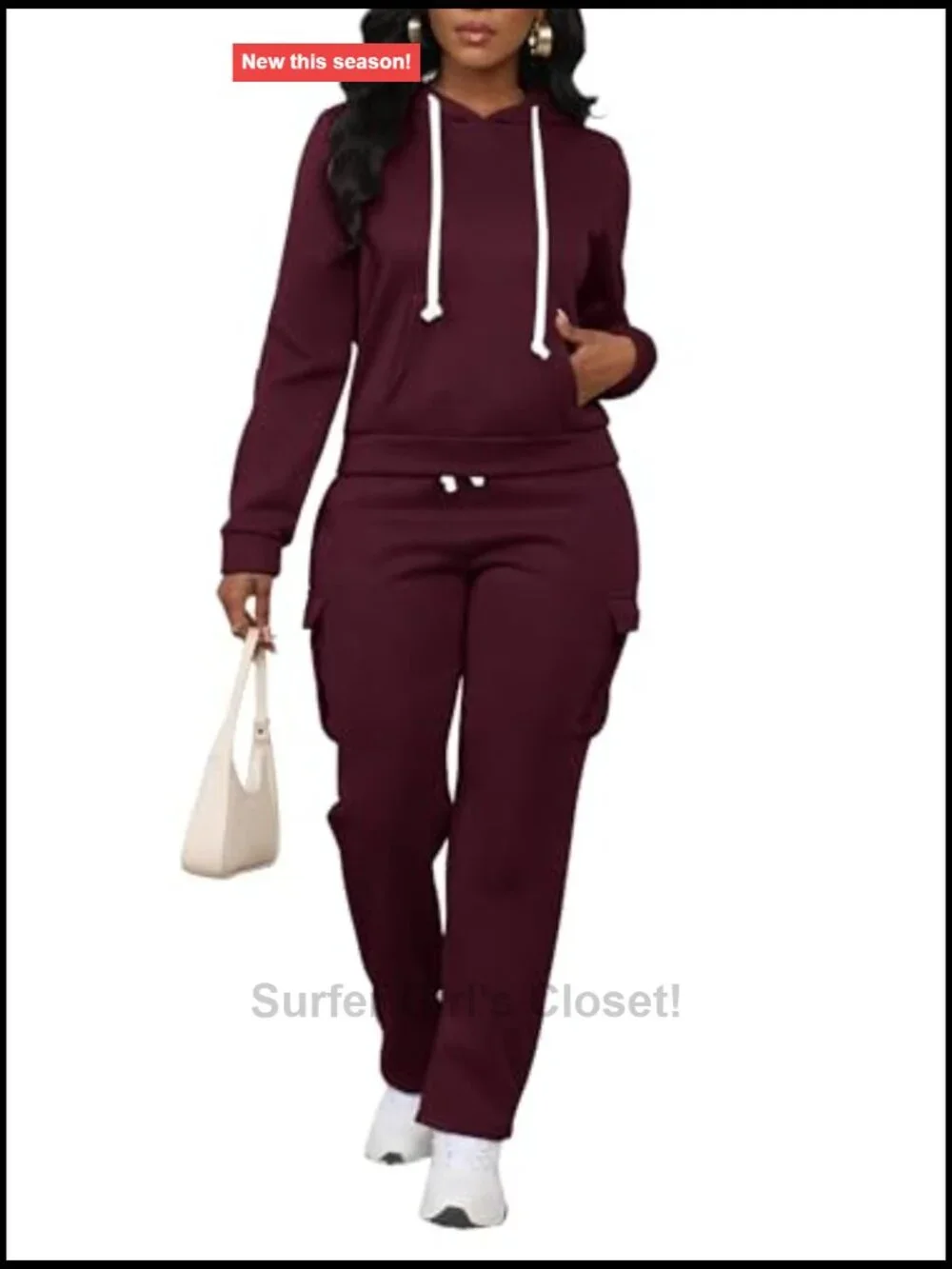 2 Piece Hoodie and Cargo Sweatpants Set - Soft Lounge Activewear